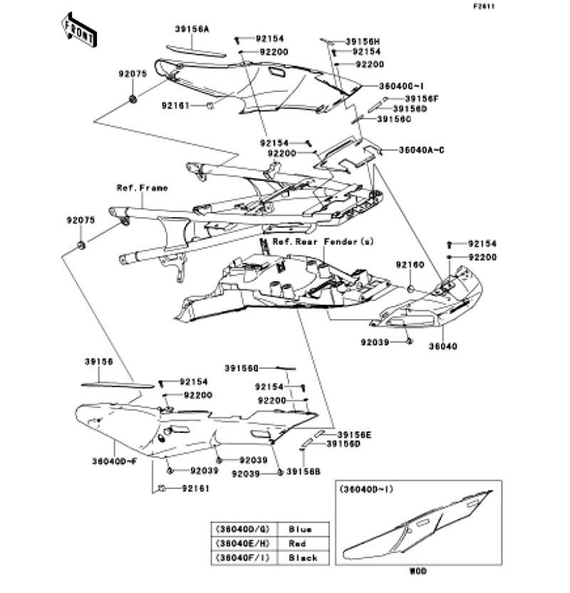 Kawasaki カワサキ 純正部品 36040-0080-660 カバー(テール)、CNT、ブラック