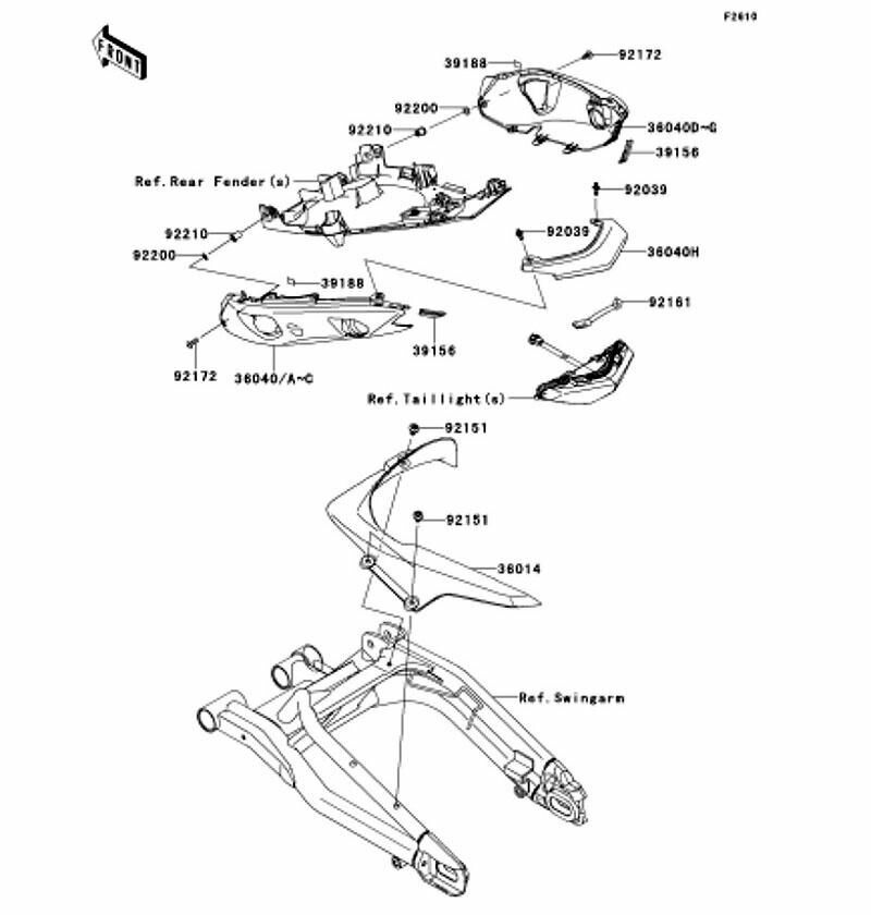 Kawasaki カワサキ 純正部品 36040-0116-15Z カバー(テール)、LH、ブラック