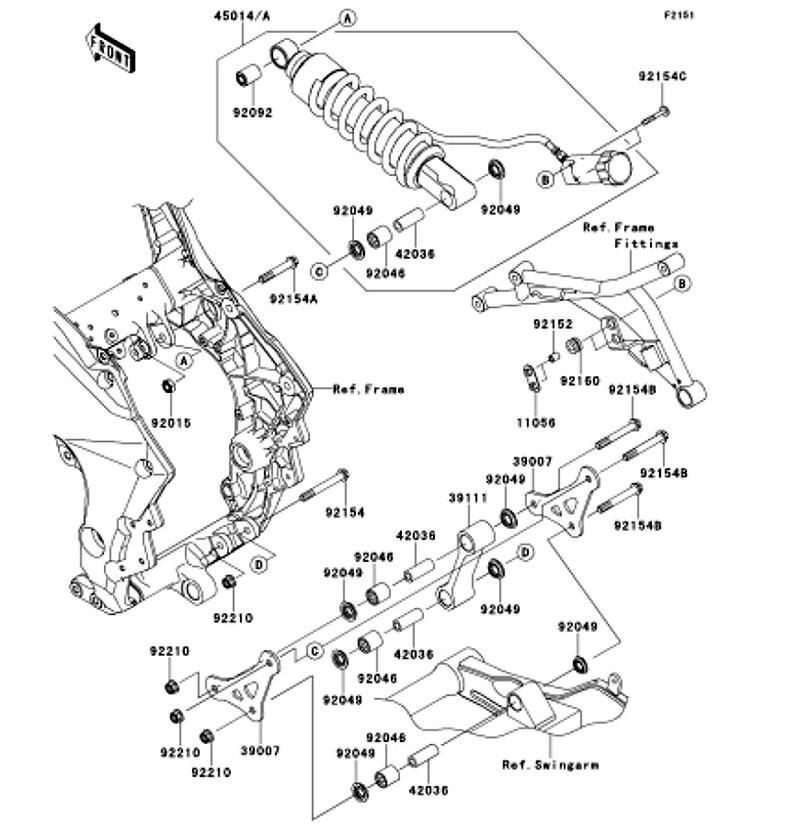 Kawasaki カワサキ 純正部品 39007-0356-458 アーム(サスプ)、シルバー
