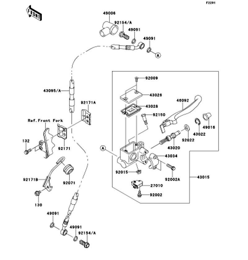 Kawasaki カワサキ 純正部品 43015-0705 シリンダアッシ(マスタ)、FR