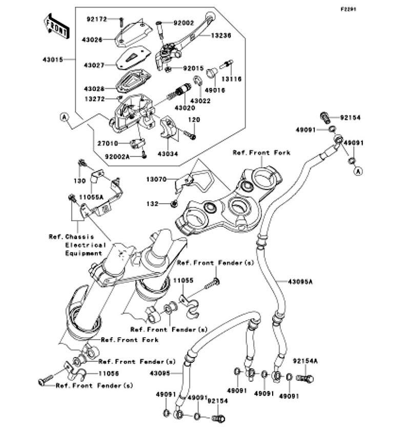 Kawasaki カワサキ 純正部品 43015-0709 シリンダアッシ(マスタ)、FR