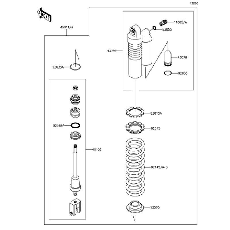 Kawasaki カワサキ 純正部品 43089-0029-499 シリンダ(ショックアブソーバ)、ブラック