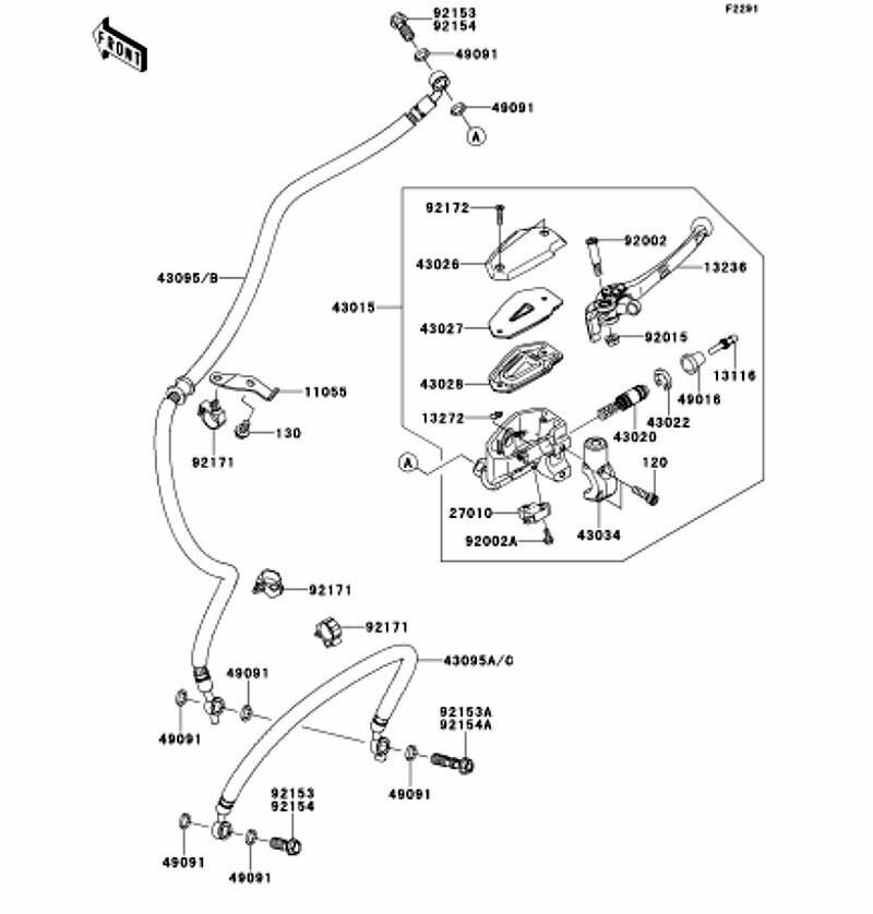 Kawasaki カワサキ 純正部品 43095-2168 ホース(ブレーキ)、FR、1017MM