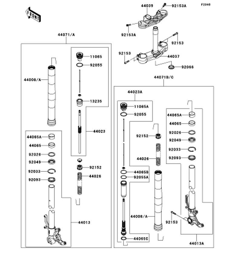 Kawasaki カワサキ 純正部品 44008-0063-499 パイプ(フォークアウタ)、ブラック
