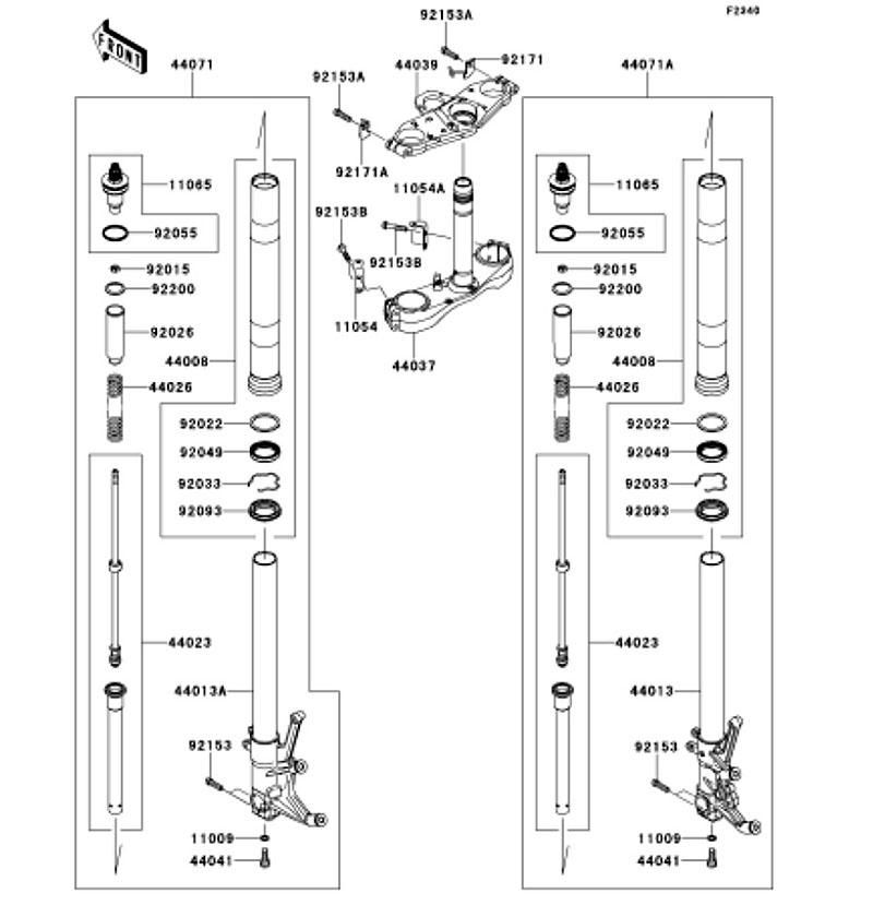 Kawasaki カワサキ 純正部品 44013-0150-18R パイプ(フォークインナ)、RH、ブラック