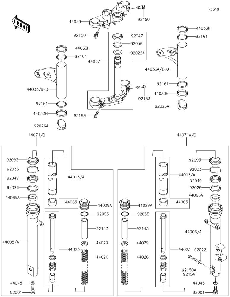 Kawasaki カワサキ 純正部品 44071-1212 ダンパアッシ、フォーク、LH