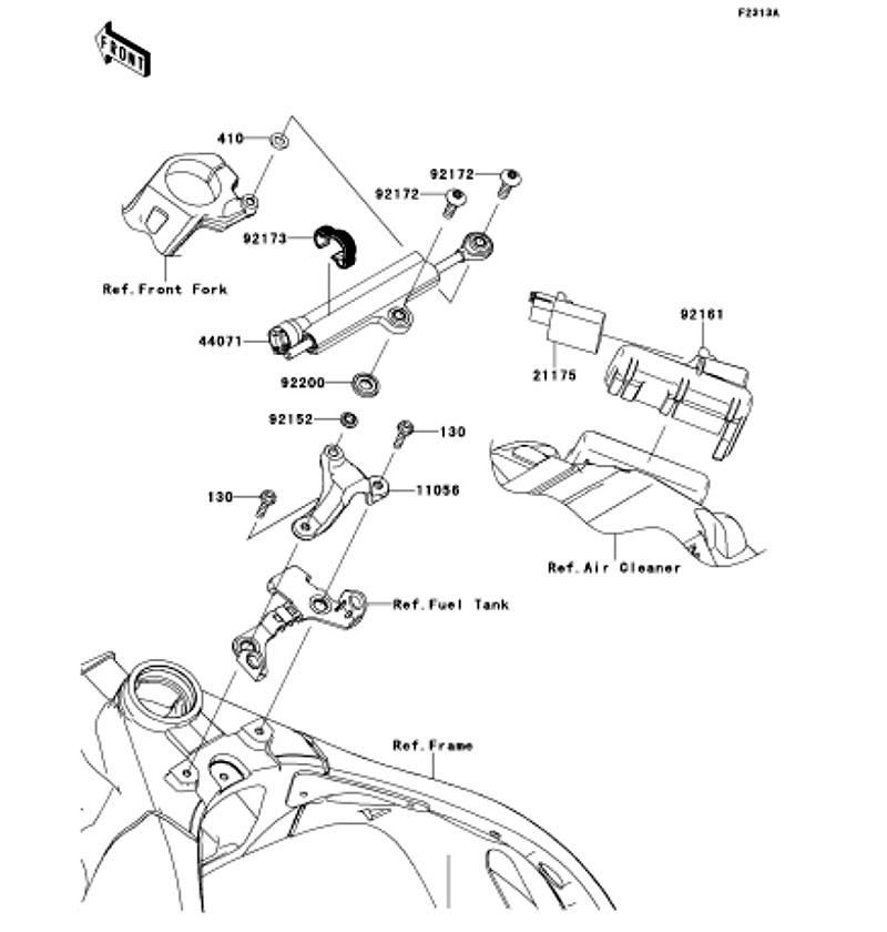 Kawasaki カワサキ 純正部品 44071-1498 ダンパアッシ、ステアリング