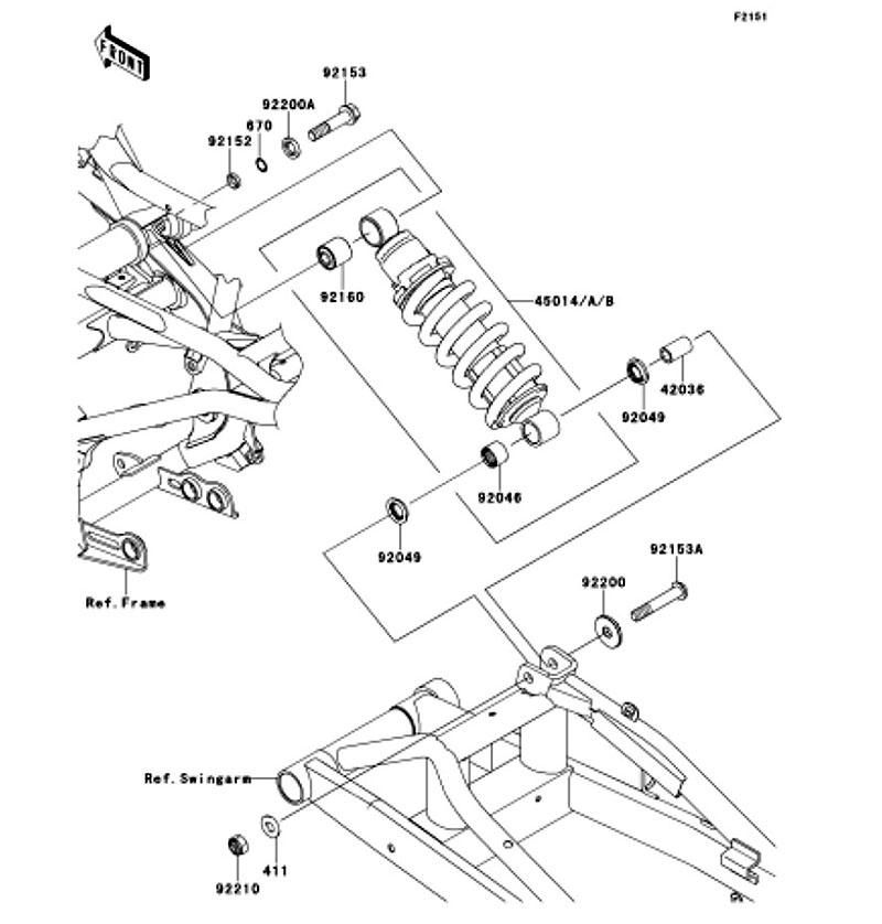 Kawasaki カワサキ 純正部品 45014-0299-710 ショックアブソーバ、グリーン
