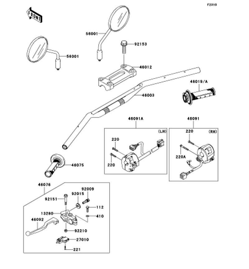 Kawasaki カワサキ 純正部品 46003-0164-458 ハンドル、シルバー