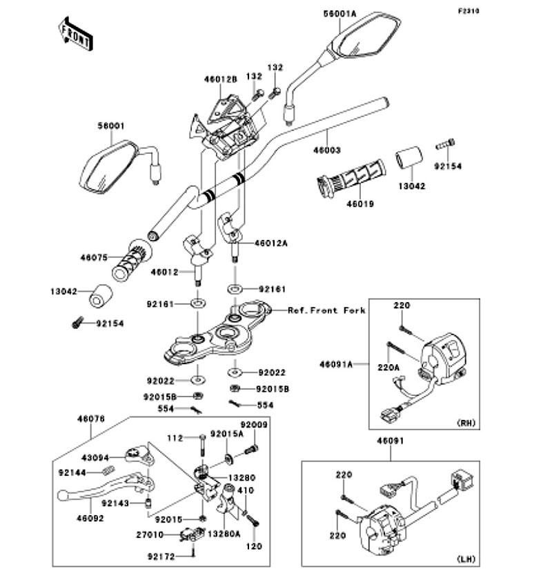 Kawasaki カワサキ 純正部品 46012-0318-18R ホルダ(ハンドル)、UPP、ブラック