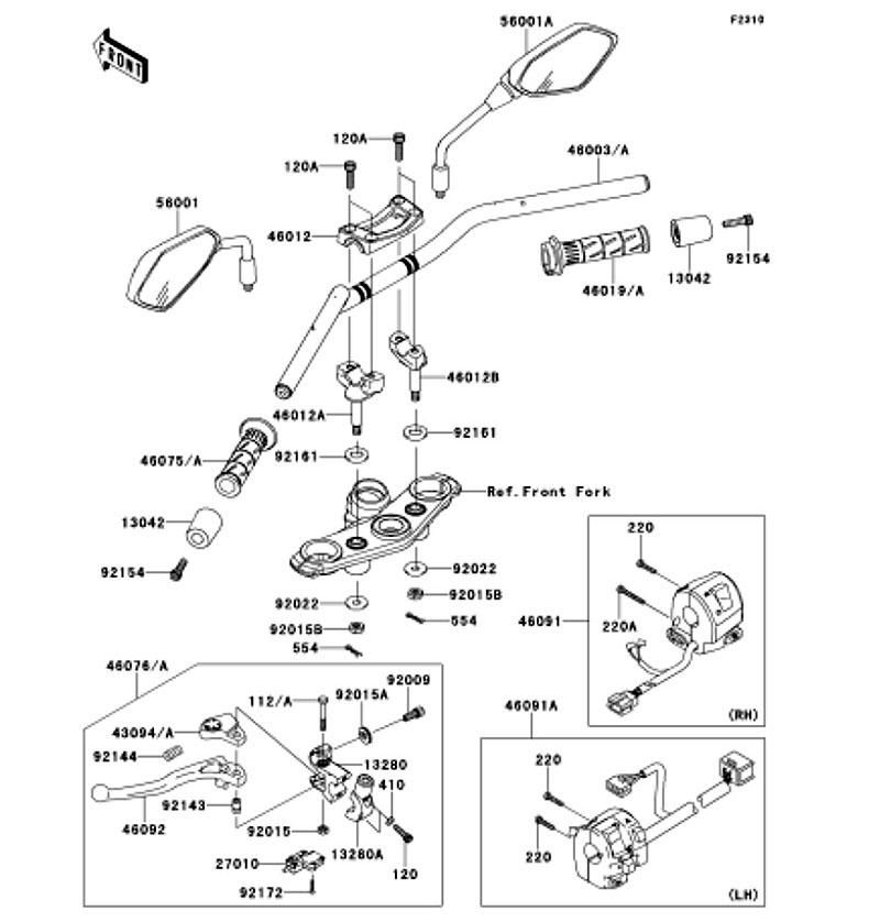 Kawasaki カワサキ 純正部品 46091-0482 ハウジングアッシ(コントロール)、RH
