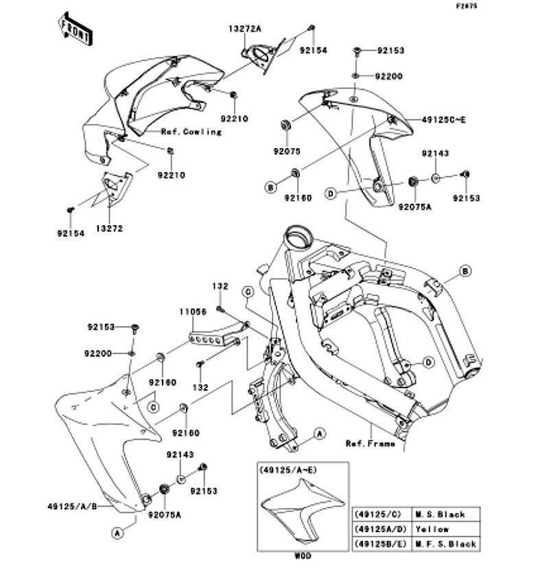 Kawasaki カワサキ 純正部品 49125-0555-15Z シュラウド、RH、ブラック
