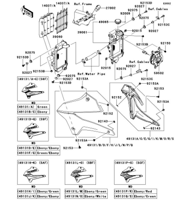 Kawasaki カワサキ 純正部品 49131-5132-290 シュラウド(エンジン)、LH、グリーン