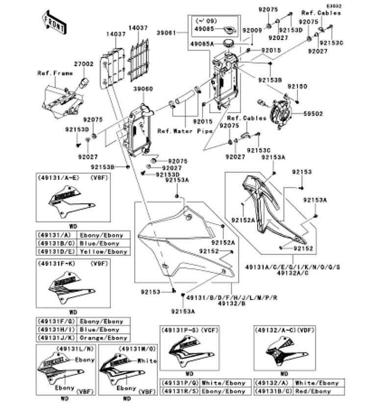 Kawasaki カワサキ 純正部品 49131-5466-25L シュラウド(エンジン)、RH、エボニー