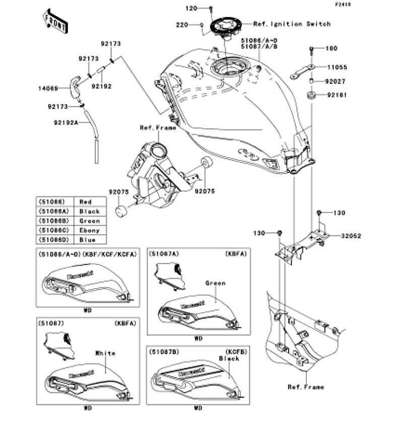 Kawasaki カワサキ 純正部品 51087-5405-15Z タンクコンプフューエル、ブラック