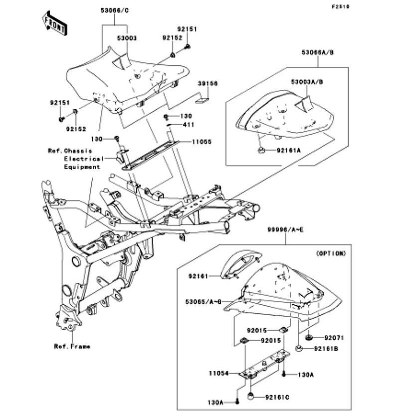 Kawasaki カワサキ 純正部品 53066-0212-13K シートアッシ、RR、バンドツキ、グリーン