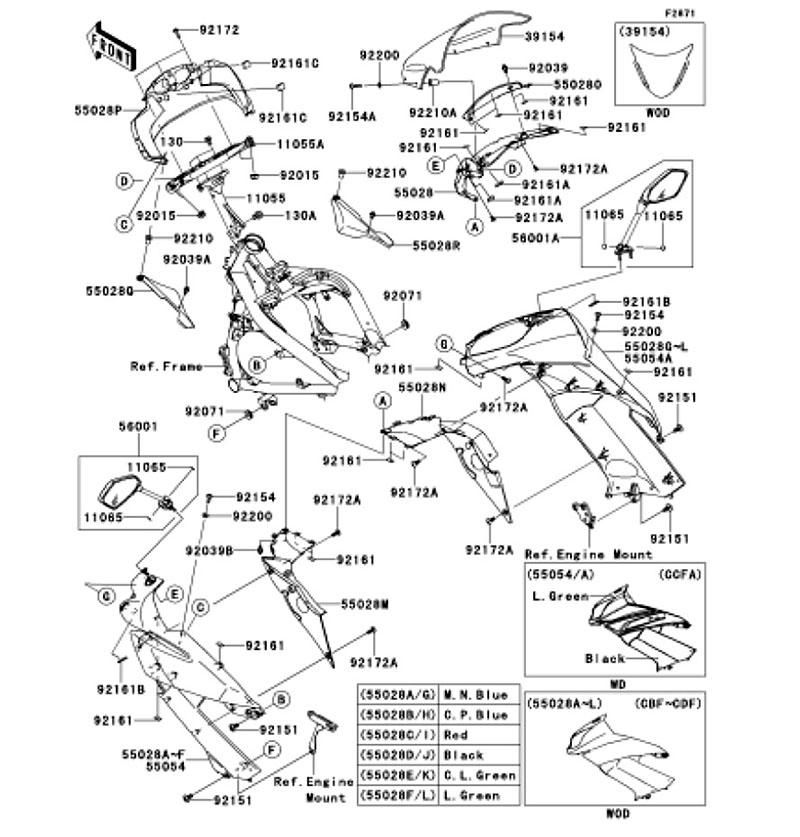 Kawasaki カワサキ 純正部品 55028-0235-15D カウリング、UPP、RH、ブルー 31,725円