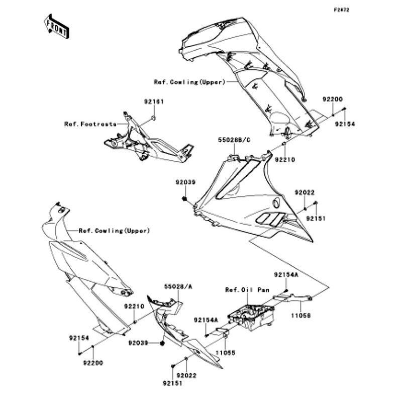 Kawasaki カワサキ 純正部品 55028-0239-777 カウリング、LWR、RH、グリーン