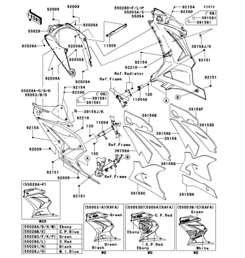 Kawasaki カワサキ 純正部品 55028-0272-15W カウリング、サイド、RH、ブルー 33,140円