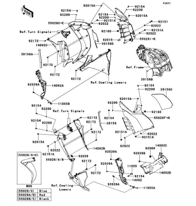 Kawasaki カワサキ 純正部品 55028-0321-660 カウリング、サイド、RH、ブラック