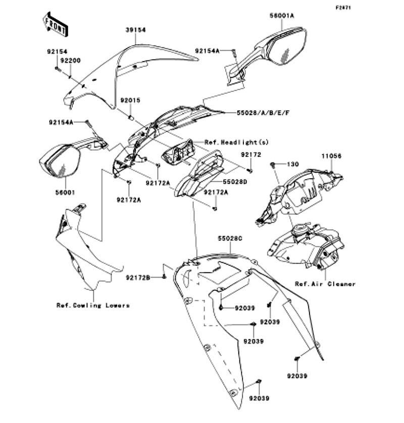 Kawasaki カワサキ 純正部品 56001-0288 ミラ-アッシ、LH