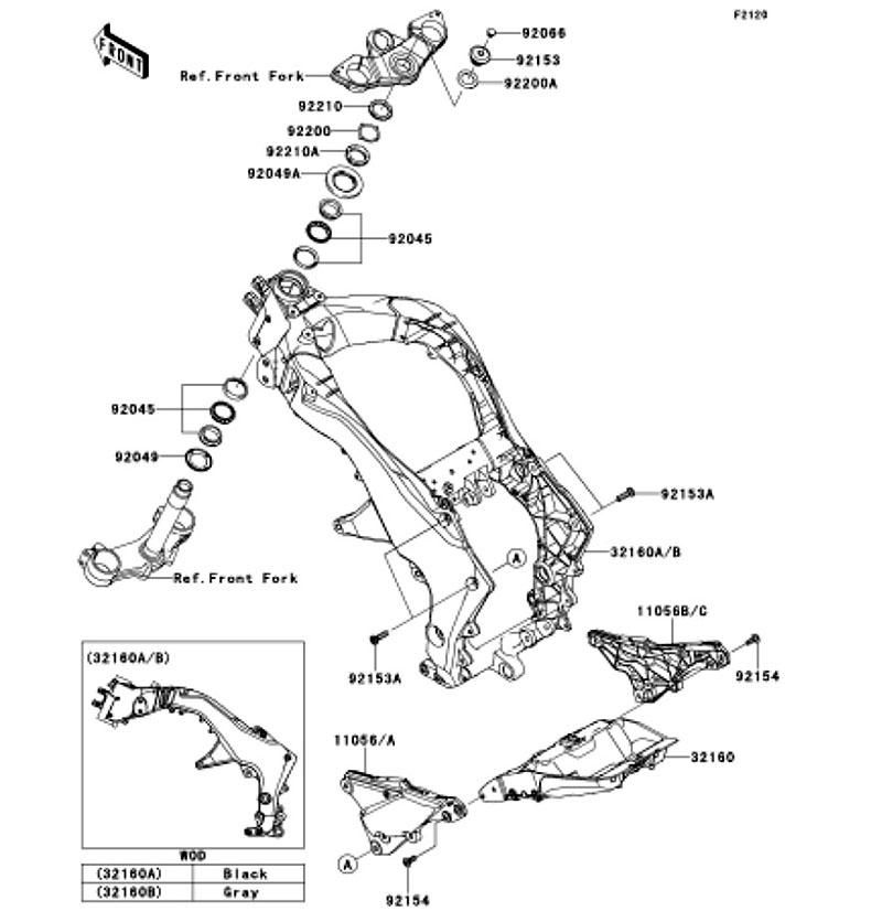 Kawasaki カワサキ 純正部品 11057-2955-18R ブラケット、RR、LH、F.S.ブラック