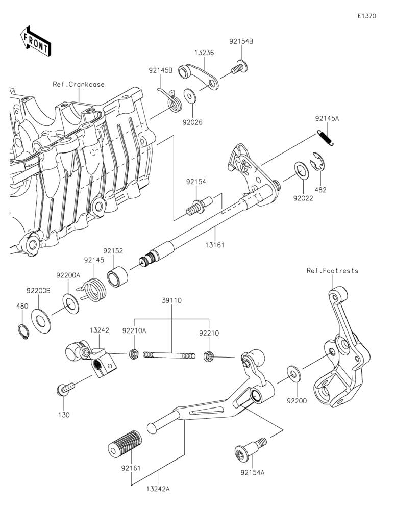 Kawasaki カワサキ 純正部品 13161-0610 レバーコンプ(チェンジシャフト)
