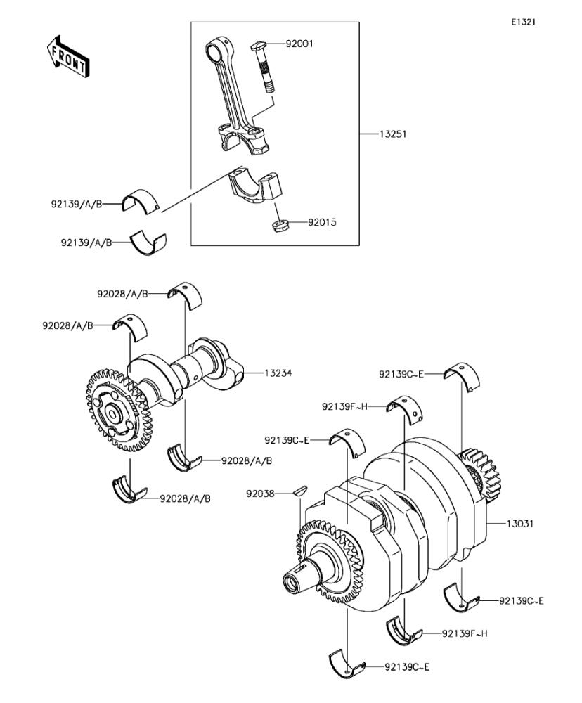 Kawasaki カワサキ 純正部品 13251-0038-II ロッドアッシ(コネクテイング)、I