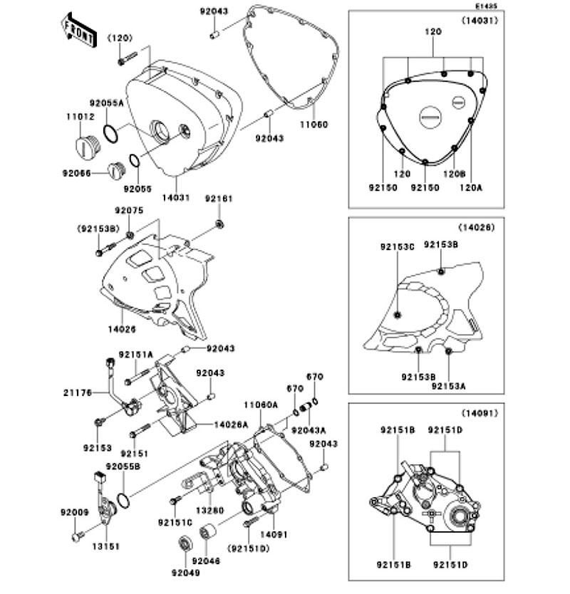 Kawasaki カワサキ 純正部品 14031-1366 カバー(ゼネレータ)