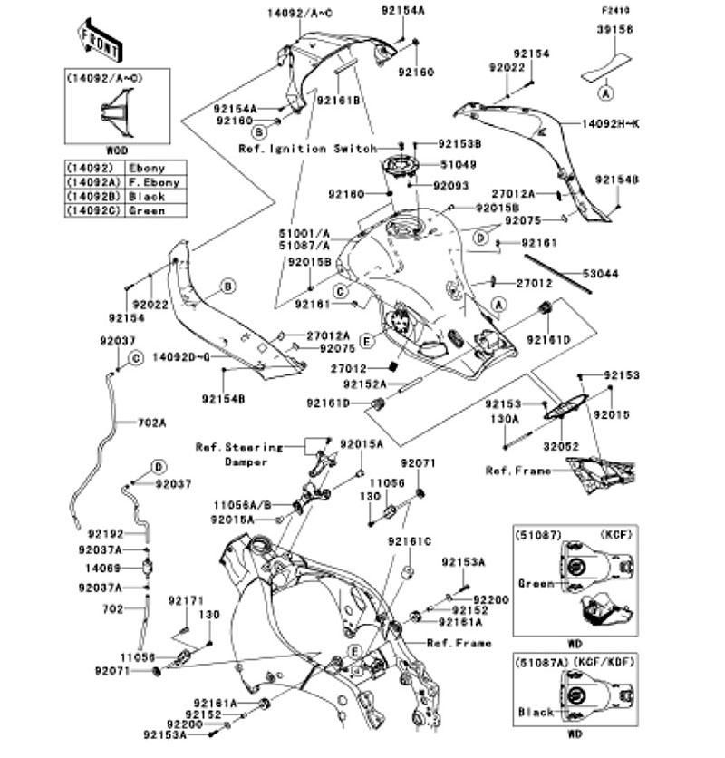 Kawasaki カワサキ 純正部品 14093-0681-660 カバー、タンク、RH、M.S.ブラック 15,596円