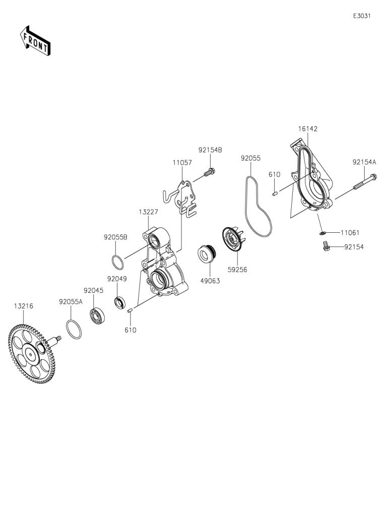 Kawasaki カワサキ 純正部品 16142-0757 カバー(ポンプ)、ウオータ