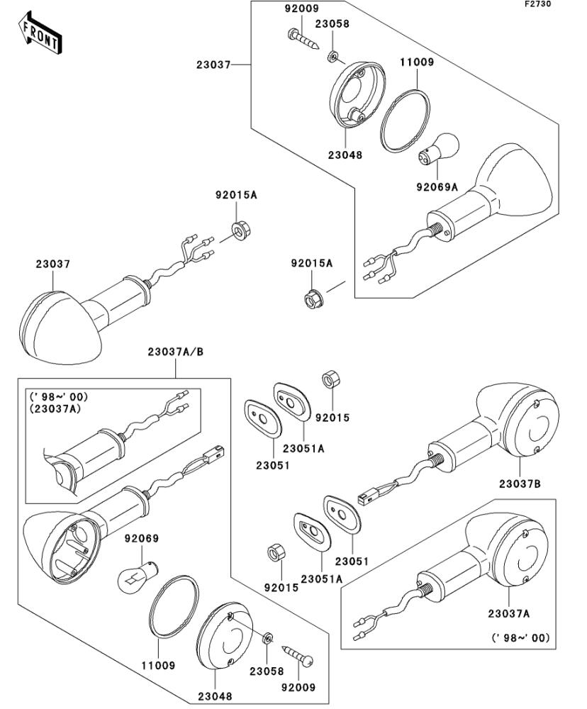 Kawasaki カワサキ 純正部品 23037-1278 ランプアッシ(シグナル)、RR