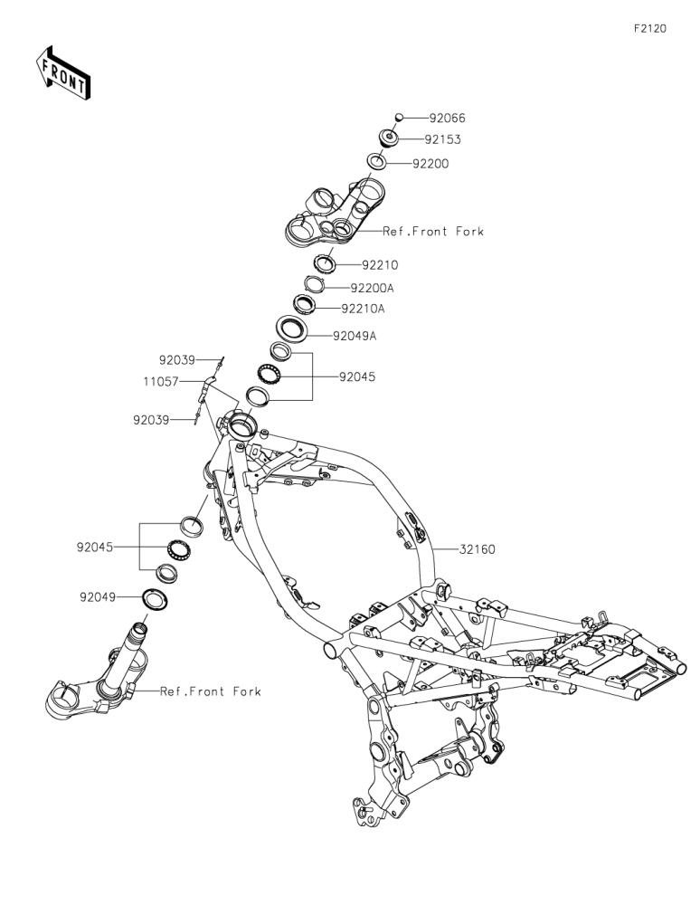 Kawasaki カワサキ 純正部品 32160-1846-10 フレームコンプ、ブラック