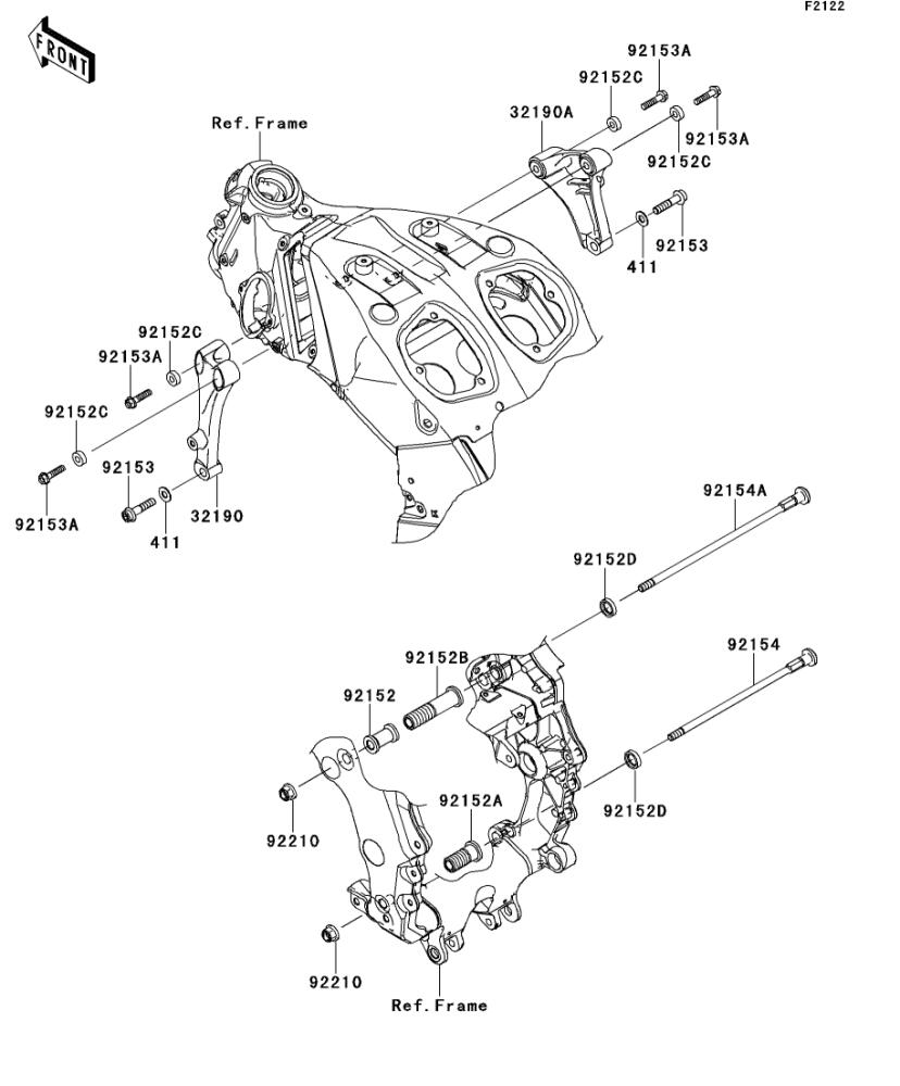 Kawasaki カワサキ 純正部品 32190-0424 ブラケット(エンジン)、FR、LH