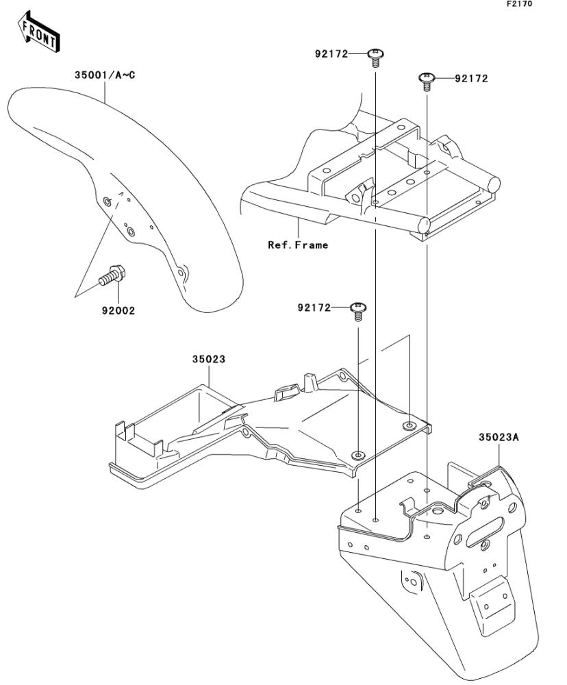 Kawasaki カワサキ 純正部品 35001-1150-H8 フェンダアッシ(フロント