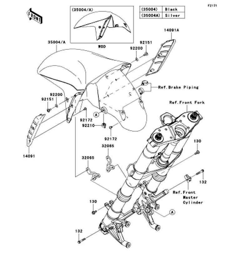 Kawasaki カワサキ 純正部品 35004-0155-17N フェンダ(フロント)、シルバー