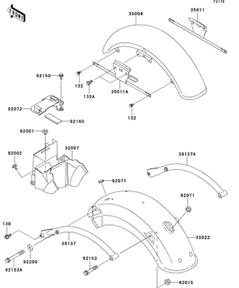 Kawasaki カワサキ 純正部品 35004-1330 フェンダ(フロント)、クロム メツキ