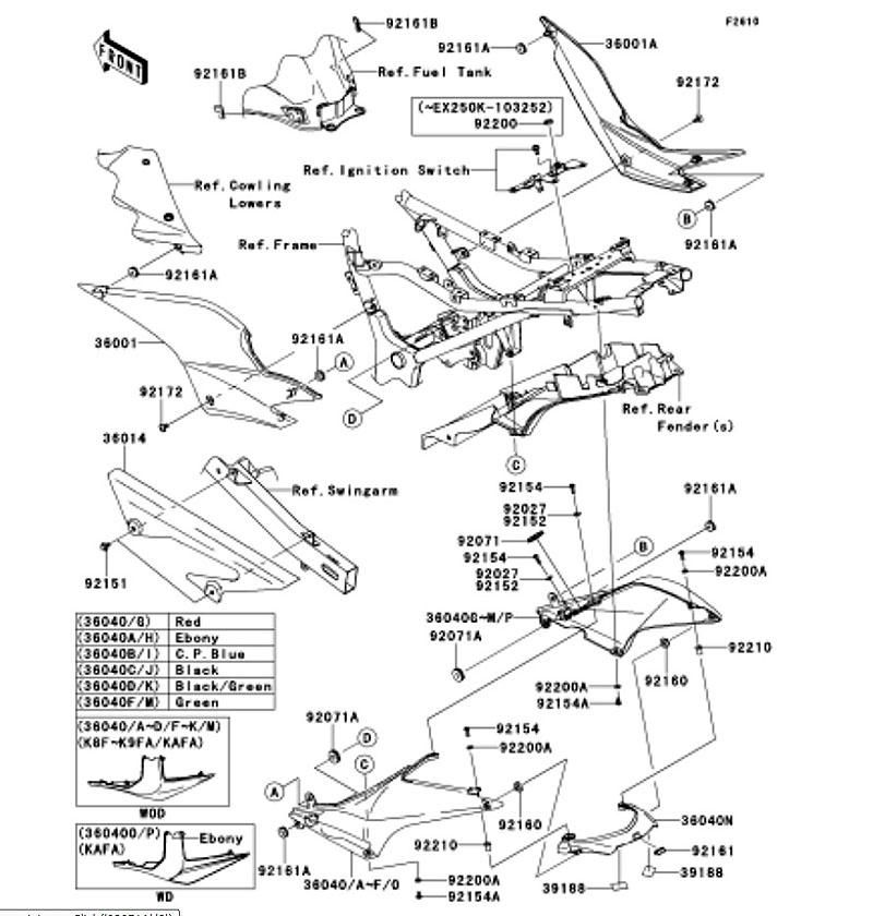 Kawasaki カワサキ 純正部品 36040-0115-15W カバ-(テ-ル)、RH、ブルー