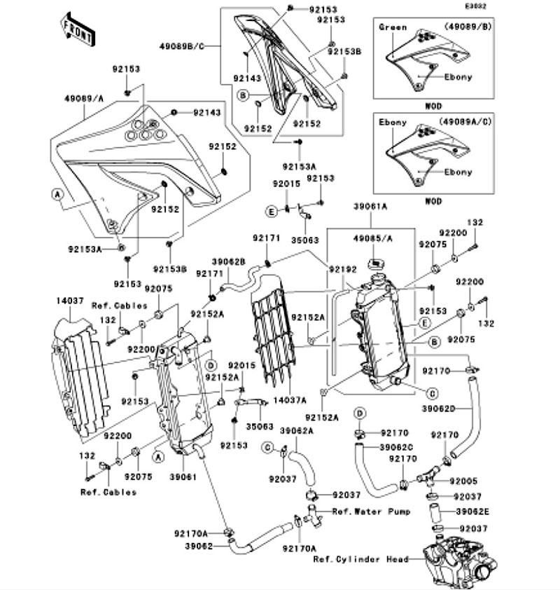 Kawasaki カワサキ 純正部品 39061-0169 ラジエ-タアッシ、LH