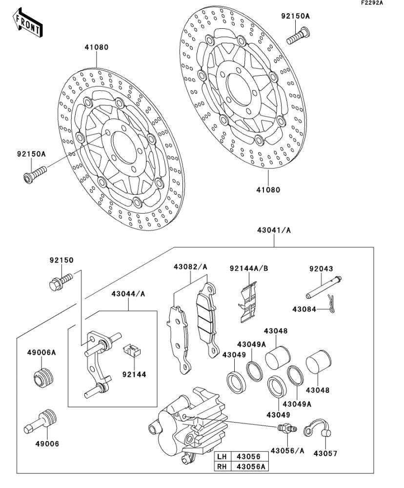 Kawasaki カワサキ 純正部品 43044-1116 ホルダコンプ(キャリパ)、FR、RH