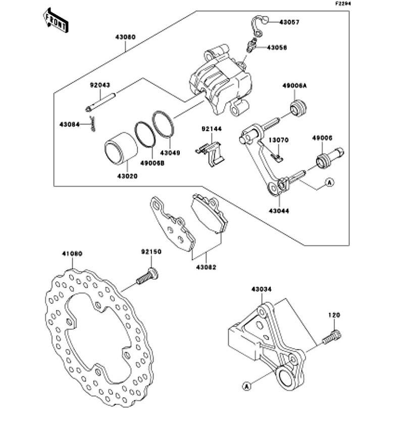 Kawasaki カワサキ 純正部品 43080-0085-483 キャリパサブアッシ、RR、ゴールド