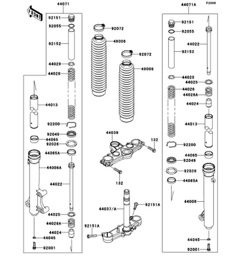 Kawasaki カワサキ 純正部品 44037-0125-458 ホルダ(フォークアンダ)、シルバー