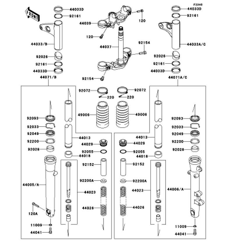 Kawasaki カワサキ 純正部品 44039-0041-10 ホルダ(フォークアッパ)、ブラック