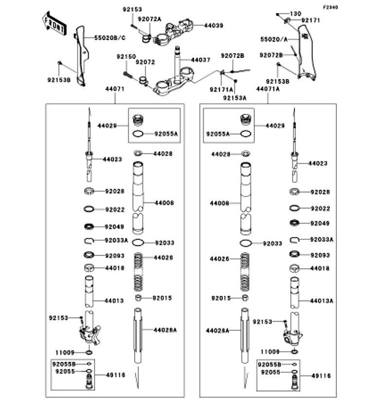 Kawasaki カワサキ 純正部品 44071-0432-22S ダンパアッシ、フォーク、RH、シルバー