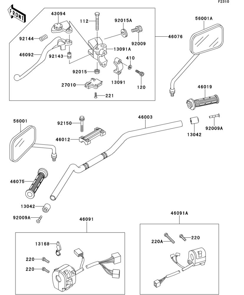 Kawasaki カワサキ 純正部品 46091-1663 ハウジングアッシ(コントロール)、RH
