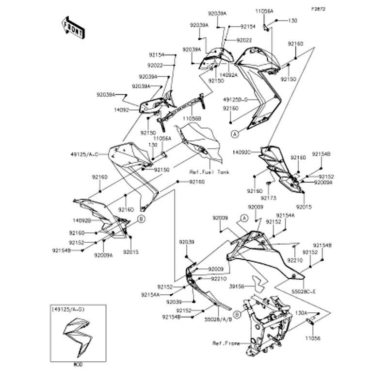 Kawasaki カワサキ 純正部品 49133-0001-25Y シュラウド、LH、ホワイト