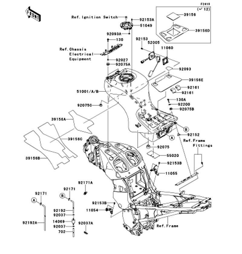 Kawasaki カワサキ 純正部品 51001-0753-19A タンクコンプ(フユ-エル)、ブルー