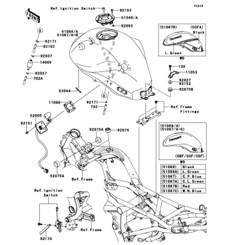 Kawasaki カワサキ 純正部品 51087-5077-234 タンクコンプ(フューエル)、P.レツド