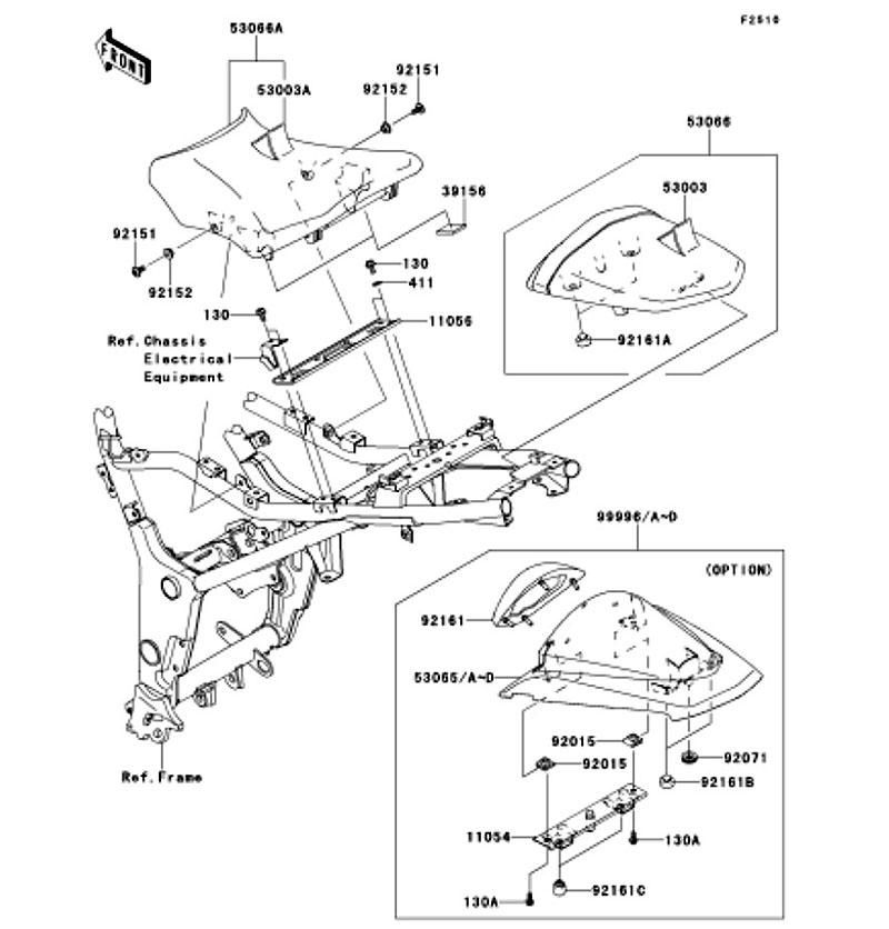 Kawasaki カワサキ 純正部品 53003-0200-MA レザー、リヤ シート、ブラック