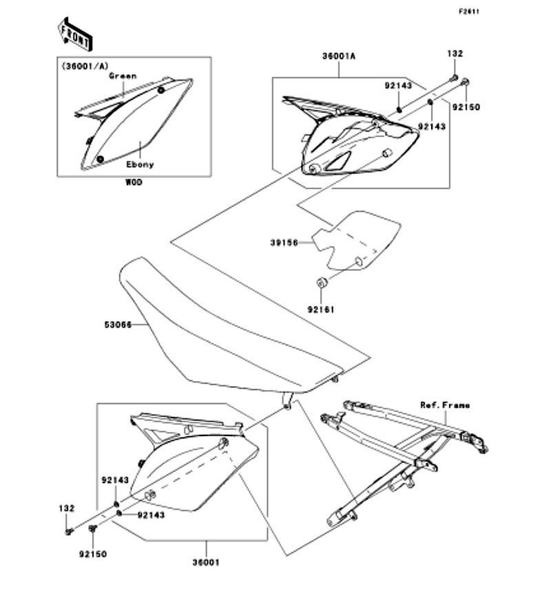 Kawasaki カワサキ 純正部品 53066-0358-336 シ-トアッシ、グリーン/ブラック